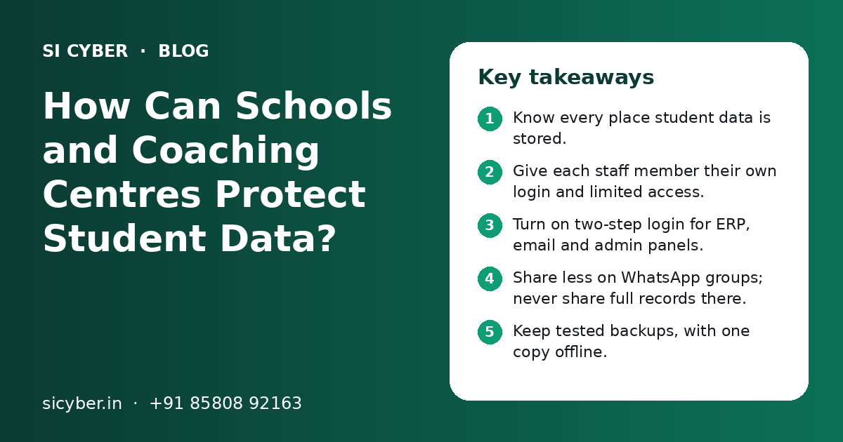 How Can Schools and Coaching Centres Protect Student Data?: key takeaways infographic